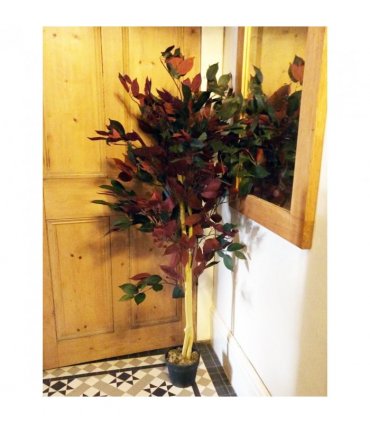 120cm (4ft) Artificial Red Ficus Tree With Gold Metal Planter