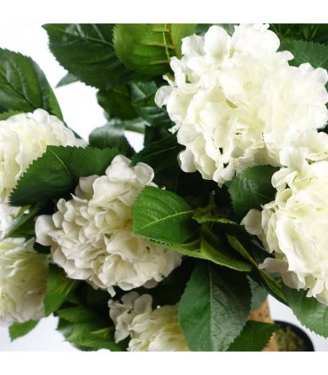 75cm Artificial White Bush Hydrangea Plant Potted