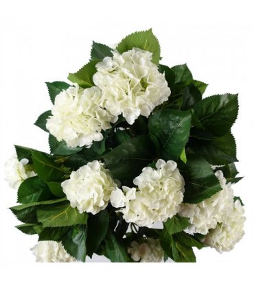 75cm Artificial White Bush Hydrangea Plant Potted