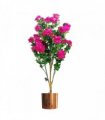 100cm Premium Artificial Azalea Pink Flowers Potted Plant with Copper Metal Planter