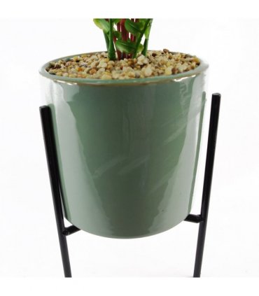 40cm Artificial Fern Plant with Ceramic Planter & Stand