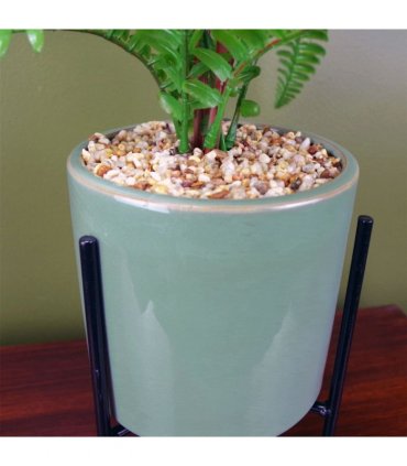 40cm Artificial Fern Plant with Ceramic Planter & Stand