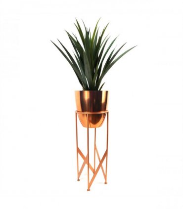 90cm Copper Planter with Artificial Yukka Plant