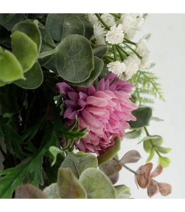 45cm Artificial Pink Floral Blossom Wreath