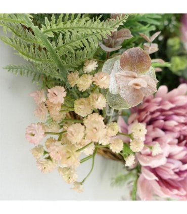 45cm Artificial Pink Floral Blossom Wreath