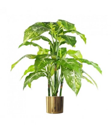Leaf Metal Planter Plant Pot with Polished Gold Finish 20 x 18cm