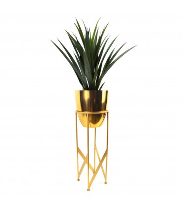 90cm Gold Planter with Artificial Yukka Plant