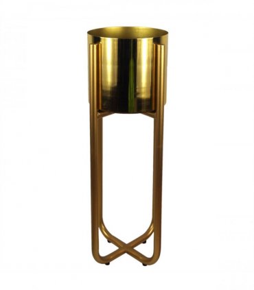 Tall Gold Stand with Gold Metal Planter 62cm x 18cm
