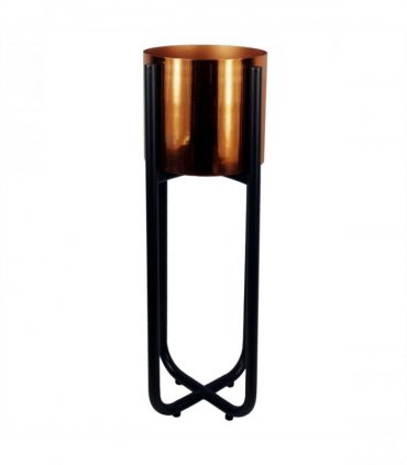 Tall Black Stand with Copper Metal Planter 62cm x 18cm