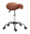 HOMCOM PU Leather Saddle Stool w/ Moulded Padded Seat Adjustable Height Brown