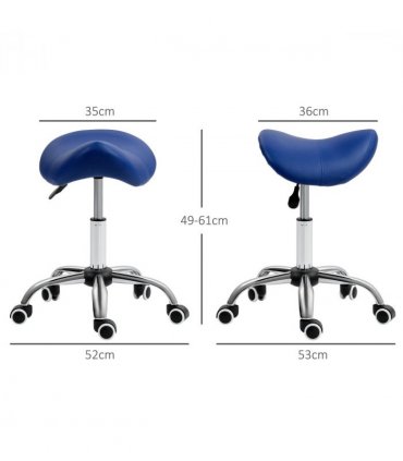 HOMCOM PU Leather Saddle Stool w/ Moulded Padded Seat Adjustable Height Blue