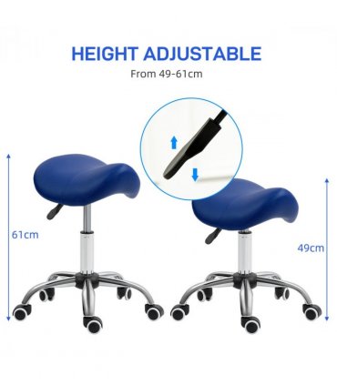 HOMCOM PU Leather Saddle Stool w/ Moulded Padded Seat Adjustable Height Blue