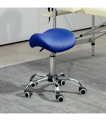 HOMCOM PU Leather Saddle Stool w/ Moulded Padded Seat Adjustable Height Blue