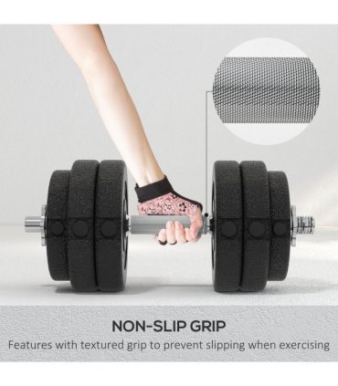 HOMCOM 30KG Adjustable Dumbbells Weight Set Hand Weight for Body Fitness