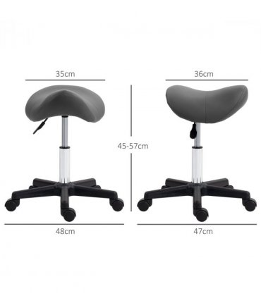 HOMCOM Saddle Stool Adjustable Rolling Salon Chair for Massage Spa Beauty Grey