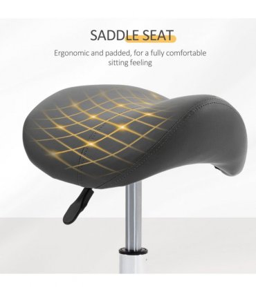 HOMCOM Saddle Stool Adjustable Rolling Salon Chair for Massage Spa Beauty Grey