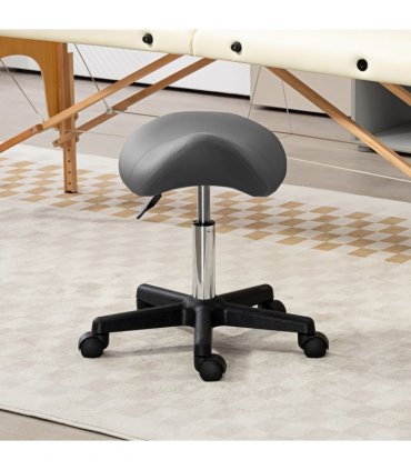 HOMCOM Saddle Stool Adjustable Rolling Salon Chair for Massage Spa Beauty Grey