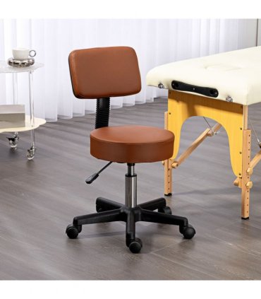 HOMCOM Adjustable Swivel Salon Chair Padded Seat Back 5 Wheels Brown
