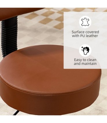 HOMCOM Adjustable Swivel Salon Chair Padded Seat Back 5 Wheels Brown