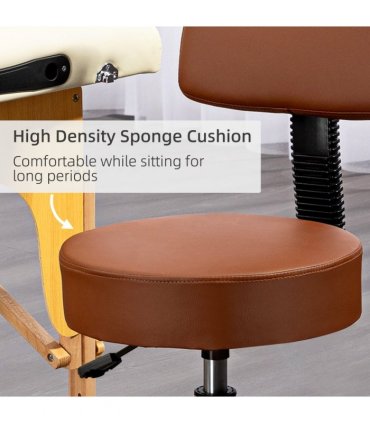 HOMCOM Adjustable Swivel Salon Chair Padded Seat Back 5 Wheels Brown