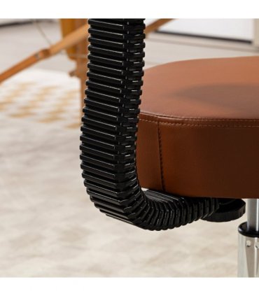 HOMCOM Adjustable Swivel Salon Chair Padded Seat Back 5 Wheels Brown