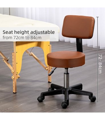 HOMCOM Adjustable Swivel Salon Chair Padded Seat Back 5 Wheels Brown