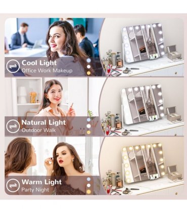 HOMCOM Hollywood Dimmable Lighted Makeup Mirror with Magnifier, USB Port