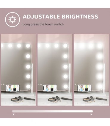 HOMCOM Hollywood Dimmable Lighted Makeup Mirror with Magnifier, USB Port