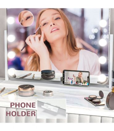 HOMCOM Hollywood Dimmable Lighted Makeup Mirror with Magnifier, USB Port