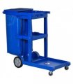 HOMCOM Cleaning Cart On Wheels, Housekeeping Trolley w/ 3 Tier Shelves, Blue