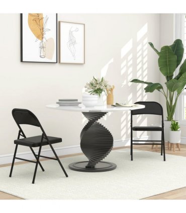 HOMCOM 2 Pack Padded Folding Chairs with Cushioned Seat and Metal Frame Black