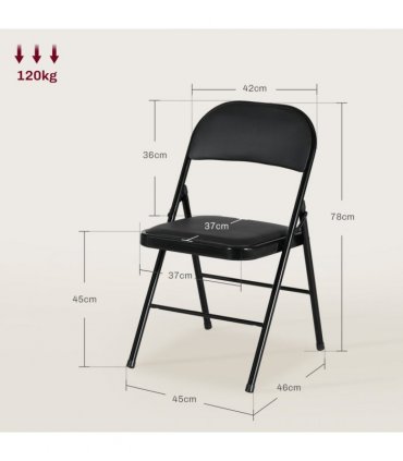 HOMCOM 2 Pack Padded Folding Chairs with Cushioned Seat and Metal Frame Black