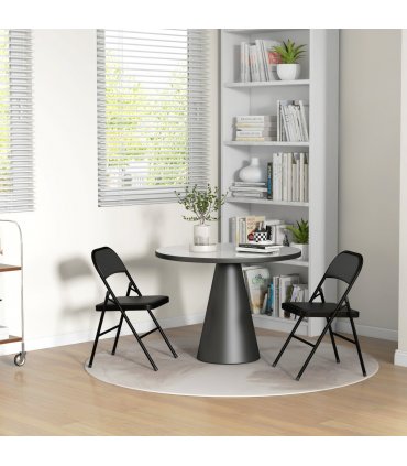 HOMCOM 2 Pack Padded Folding Chairs with Cushioned Seat and Metal Frame Black