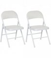 HOMCOM 2 Pack Padded Folding Chairs with Cushioned Seat and Metal Frame White