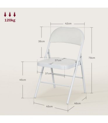 HOMCOM 2 Pack Padded Folding Chairs with Cushioned Seat and Metal Frame White