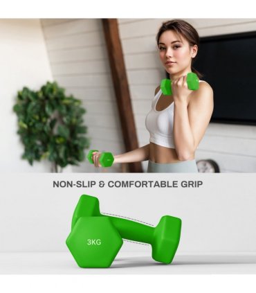 SPORTNOW Hex Dumbbells Set with Dumbbell Rack, 2 x 1kg, 2 x 2kg, 2 x 3kg