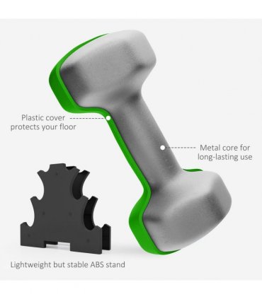 SPORTNOW Hex Dumbbells Set with Dumbbell Rack, 2 x 1kg, 2 x 2kg, 2 x 3kg