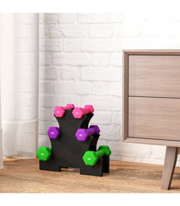SPORTNOW Hex Dumbbells Set with Dumbbell Rack, 2 x 1kg, 2 x 2kg, 2 x 3kg