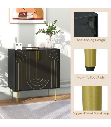 HOMCOM Freestanding Storage Cabinet with Adjustable Shelf for Living Room