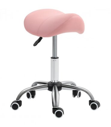HOMCOM PU Leather Saddle Stool w/ Moulded Padded Seat Adjustable Height Pink
