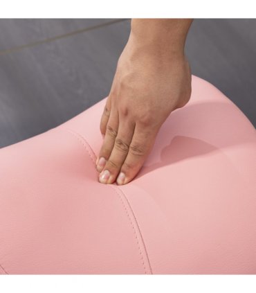 HOMCOM PU Leather Saddle Stool w/ Moulded Padded Seat Adjustable Height Pink