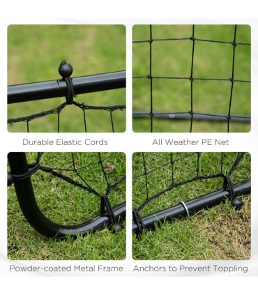 HOMCOM Rebounder Net Goal for Kids Adults Baseball Football Training Black