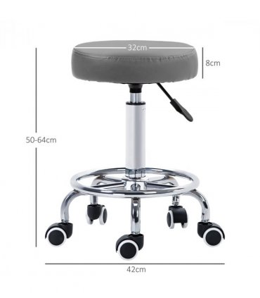 Vinsetto Round PU leather Salon Beautician Stool Adjustable Height, Grey