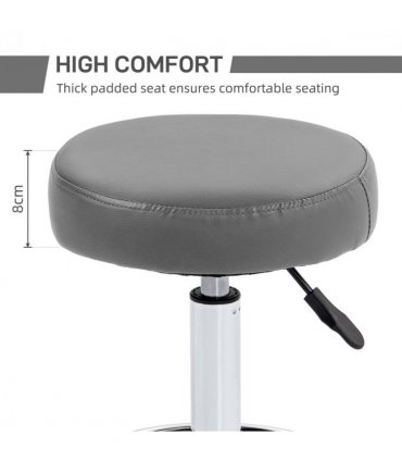 Vinsetto Round PU leather Salon Beautician Stool Adjustable Height, Grey