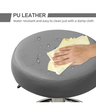 Vinsetto Round PU leather Salon Beautician Stool Adjustable Height, Grey