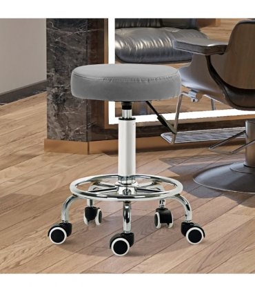 Vinsetto Round PU leather Salon Beautician Stool Adjustable Height, Grey