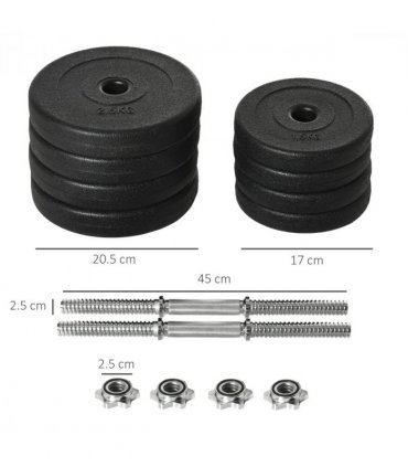 HOMCOM 20KG Adjustable Dumbbells Weight Set Hand Weight for Body Fitness