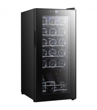 HOMCOM 50L Undercounter Wine Cooler Fridge with LED Light Glass Door 18 Bottles