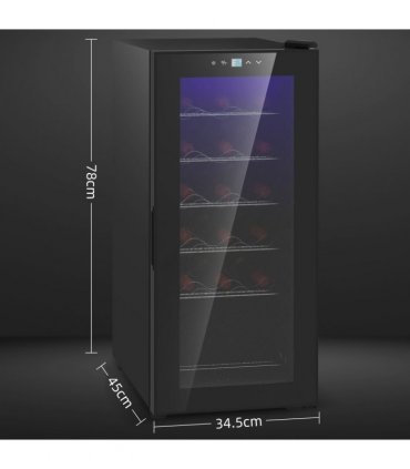 HOMCOM 50L Undercounter Wine Cooler Fridge with LED Light Glass Door 18 Bottles
