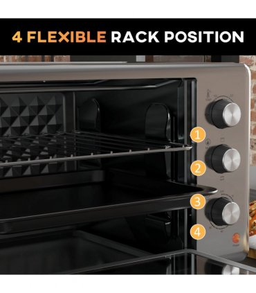 HOMCOM 30L Mini Oven with Adjustable Temperature, 60 Min Time 1600W, Silver